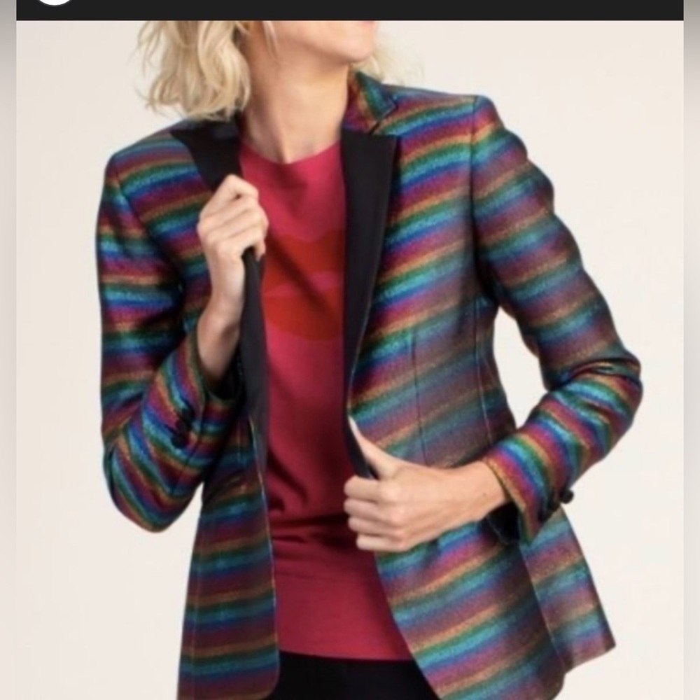 NWT Trina Turk Dignitary‎ Glitter Stripe Blazer , size 10
